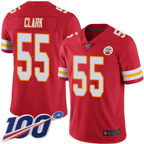 Chiefs #55 Frank Clark Red Team Color Men's Stitched Football 100th Season Vapor Limited Jersey