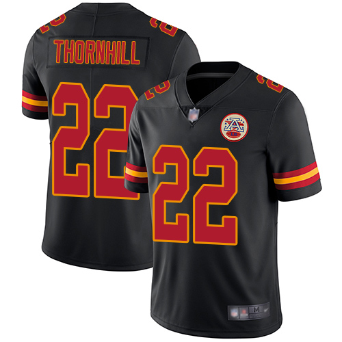 Chiefs #22 Juan Thornhill Black Men's Stitched Football Limited Rush Jersey