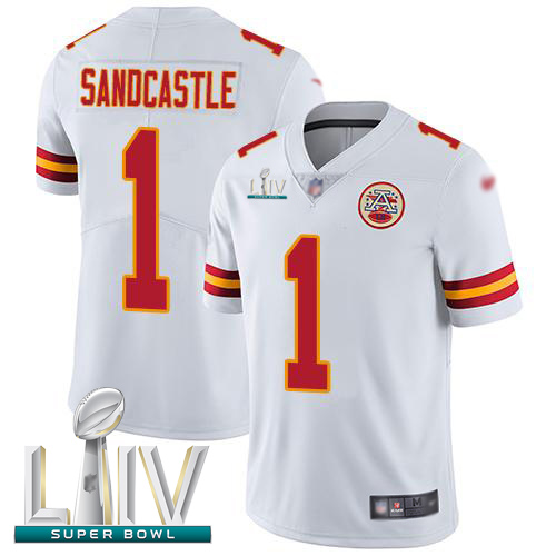 Chiefs #1 Leon Sandcastle White Super Bowl LIV Bound Men's Stitched Football Vapor Untouchable Limited Jersey