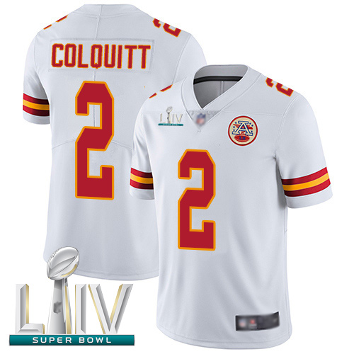 Chiefs #2 Dustin Colquitt White Super Bowl LIV Bound Men's Stitched Football Vapor Untouchable Limited Jersey