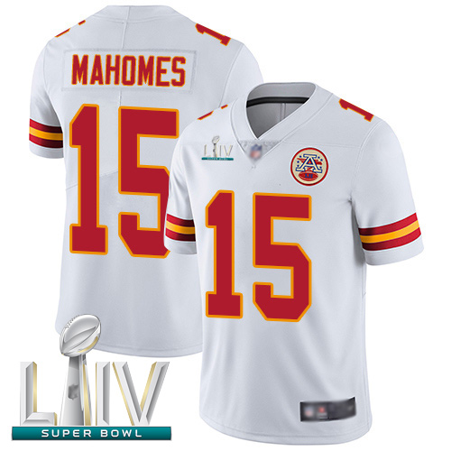 Chiefs #15 Patrick Mahomes White Super Bowl LIV Bound Men's Stitched Football Vapor Untouchable Limited Jersey