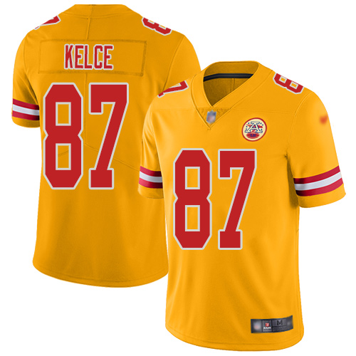 Chiefs #87 Travis Kelce Gold Men's Stitched Football Limited Inverted Legend Jersey