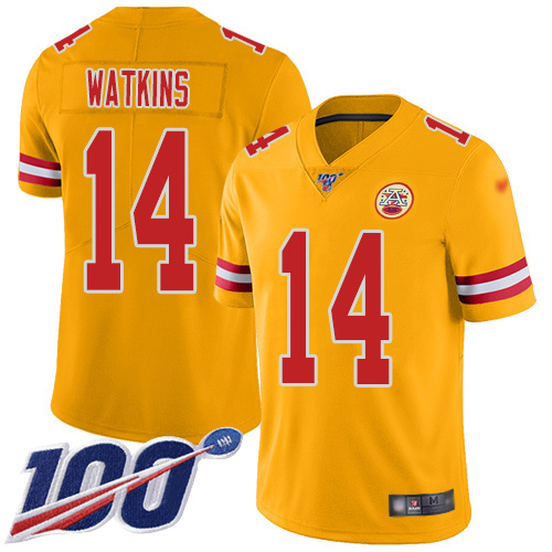 Chiefs #14 Sammy Watkins Gold Men's Stitched Football Limited Inverted Legend 100th Season Jersey