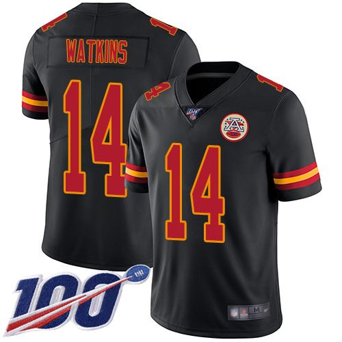 Chiefs #14 Sammy Watkins Black Men's Stitched Football Limited Rush 100th Season Jersey Chiefs #14 Sammy Watkins Black Men's Stitched Football Limited Rush 100th Season Jersey