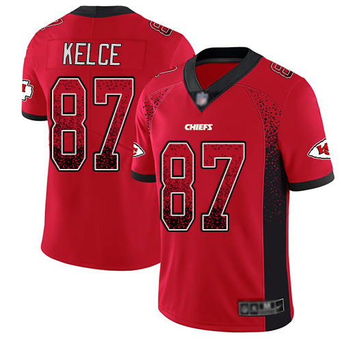 Chiefs #87 Travis Kelce Red Team Color Men's Stitched Football Limited Rush Drift Fashion Jersey