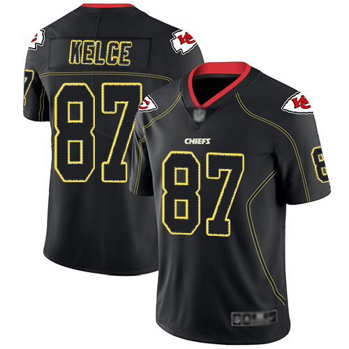 Chiefs #87 Travis Kelce Lights Out Black Men's Stitched Football Limited Rush Jersey
