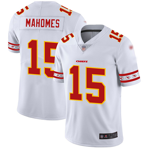 Chiefs #15 Patrick Mahomes White Men's Stitched Football Limited Team Logo Fashion Jersey