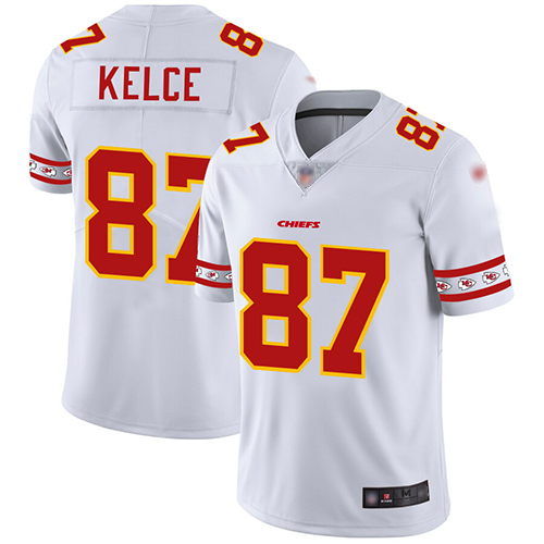 Chiefs #87 Travis Kelce White Men's Stitched Football Limited Team Logo Fashion Jersey