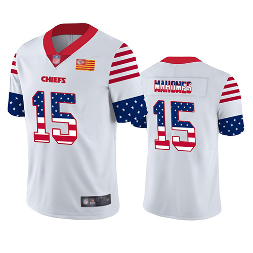 Chiefs #15 Patrick Mahomes White Men's Stitched Football Limited Independence Day Jersey