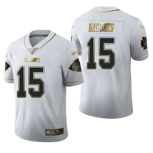 Chiefs #15 Patrick Mahomes White Men's Stitched Football Limited Golden Edition Jersey