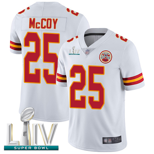 Chiefs #25 LeSean McCoy White Super Bowl LIV Bound Men's Stitched Football Vapor Untouchable Limited Jersey