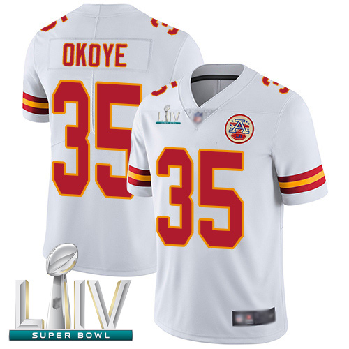 Chiefs #35 Christian Okoye White Super Bowl LIV Bound Men's Stitched Football Vapor Untouchable Limited Jersey