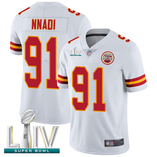 Chiefs #91 Derrick Nnadi White Super Bowl LIV Bound Men's Stitched Football Vapor Untouchable Limited Jersey