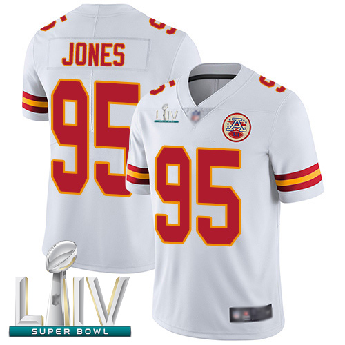 Chiefs #95 Chris Jones White Super Bowl LIV Bound Men's Stitched Football Vapor Untouchable Limited Jersey
