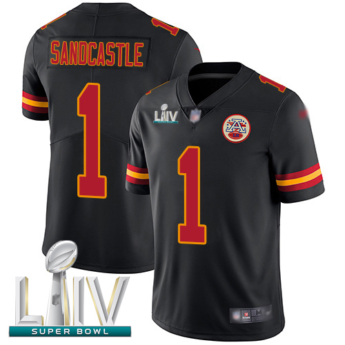 Chiefs #1 Leon Sandcastle Black Super Bowl LIV Bound Men's Stitched Football Limited Rush Jersey