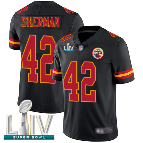 Chiefs #42 Anthony Sherman Black Super Bowl LIV Bound Men's Stitched Football Limited Rush Jersey