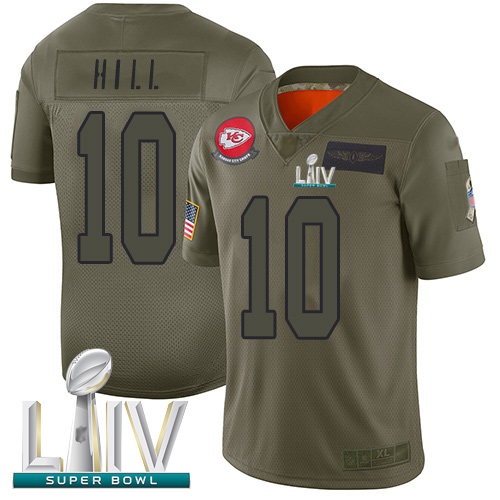 Chiefs #10 Tyreek Hill Camo Super Bowl LIV Bound Men's Stitched Football Limited 2019 Salute To Service Jersey