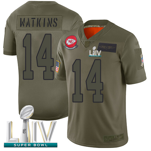Chiefs #14 Sammy Watkins Camo Super Bowl LIV Bound Men's Stitched Football Limited 2019 Salute To Service Jersey