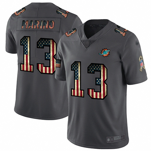 Dolphins #13 Dan Marino Carbon Black Men's Stitched Football Limited Retro Flag Jersey