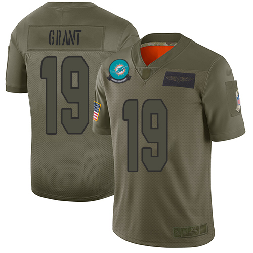 Dolphins #19 Jakeem Grant Camo Men's Stitched Football Limited 2019 Salute To Service Jersey
