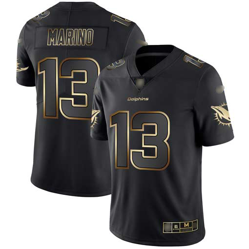 Dolphins #13 Dan Marino Black/Gold Men's Stitched Football Vapor Untouchable Limited Jersey