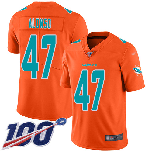 Dolphins #47 Kiko Alonso Orange Men's Stitched Football Limited Inverted Legend 100th Season Jersey