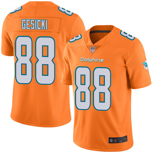 Dolphins #88 Mike Gesicki Orange Men's Stitched Football Limited Rush Jersey