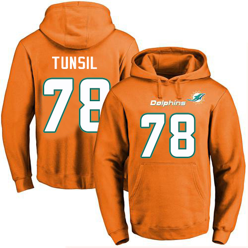 Nike Dolphins #78 Laremy Tunsil Orange Name & Number Pullover NFL Hoodie