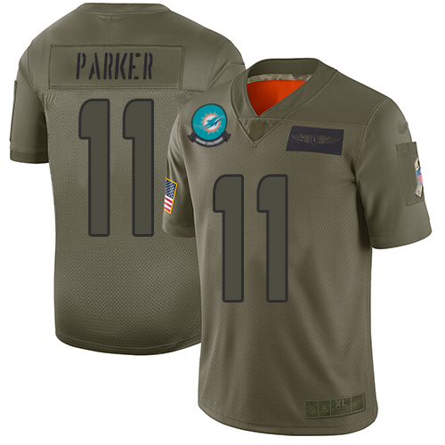Dolphins #11 DeVante Parker Camo Men's Stitched Football Limited 2019 Salute To Service Jersey