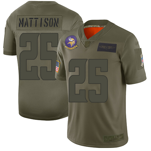 Vikings #25 Alexander Mattison Camo Men's Stitched Football Limited 2019 Salute To Service Jersey