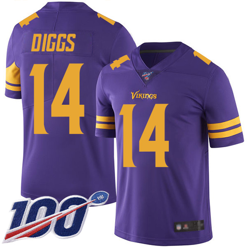 Vikings #14 Stefon Diggs Purple Men's Stitched Football Limited Rush 100th Season Jersey