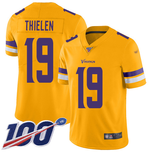 Vikings #19 Adam Thielen Gold Men's Stitched Football Limited Inverted Legend 100th Season Jersey