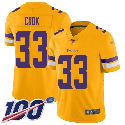 Vikings #33 Dalvin Cook Gold Men's Stitched Football Limited Inverted Legend 100th Season Jersey