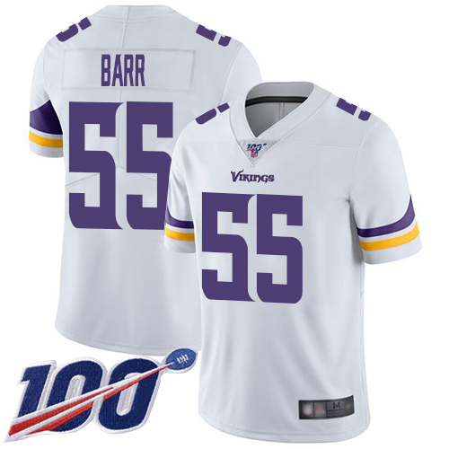 Vikings #55 Anthony Barr White Men's Stitched Football 100th Season Vapor Limited Jersey