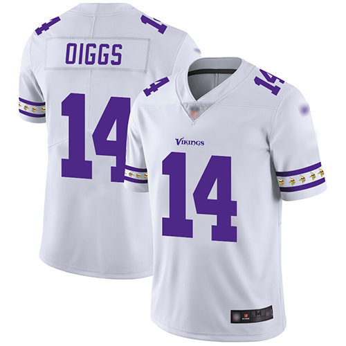 Vikings #14 Stefon Diggs White Men's Stitched Football Limited Team Logo Fashion Jersey
