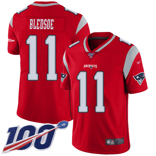 Patriots #11 Drew Bledsoe Red Men's Stitched Football Limited Inverted Legend 100th Season Jersey