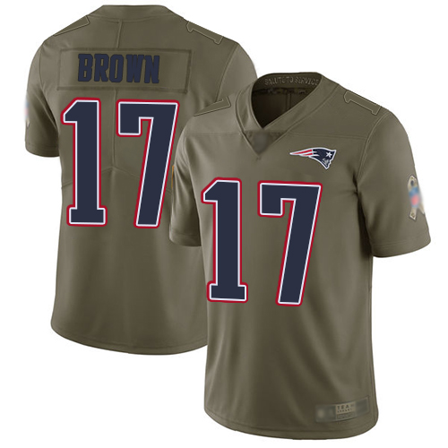 Patriots #17 Antonio Brown Olive Men's Stitched Football Limited 2017 Salute To Service Jersey Patriots #17 Antonio Brown Olive Men's Stitched Football Limited 2017 Salute To Service Jersey