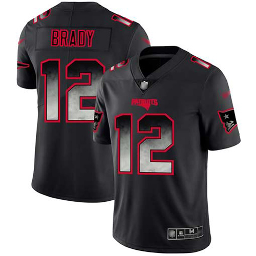 Patriots #12 Tom Brady Black Men's Stitched Football Vapor Untouchable Limited Smoke Fashion Jersey