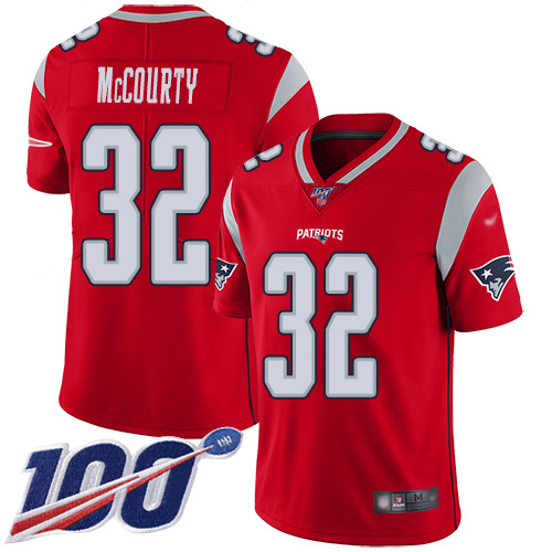 Patriots #32 Devin McCourty Red Men's Stitched Football Limited Inverted Legend 100th Season Jersey