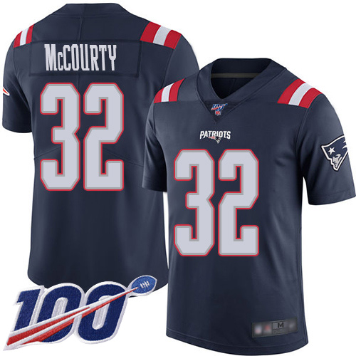 Patriots #32 Devin McCourty Navy Blue Men's Stitched Football Limited Rush 100th Season Jersey