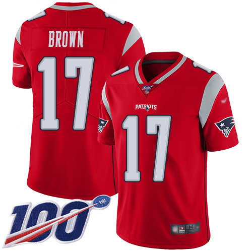 Patriots #17 Antonio Brown Red Men's Stitched Football Limited Inverted Legend 100th Season Jersey Patriots #17 Antonio Brown Red Men's Stitched Football Limited Inverted Legend 100th Season Jersey