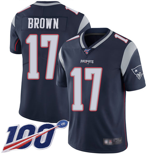 Patriots #17 Antonio Brown Navy Blue Team Color Men's Stitched Football 100th Season Vapor Limited Jersey Patriots #17 Antonio Brown Navy Blue Team Color Men's Stitched Football 100th Season Vapor Limited Jersey