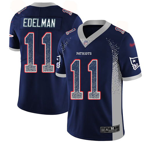Patriots #11 Julian Edelman Navy Blue Team Color Men's Stitched Football Limited Rush Drift Fashion Jersey