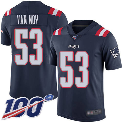 Patriots #53 Kyle Van Noy Navy Blue Men's Stitched Football Limited Rush 100th Season Jersey