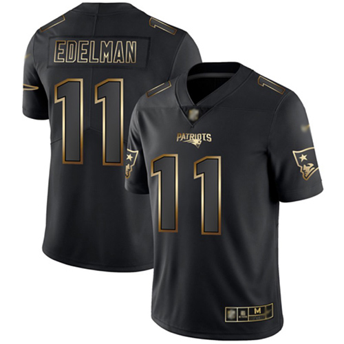 Patriots #11 Julian Edelman Black/Gold Men's Stitched Football Vapor Untouchable Limited Jersey