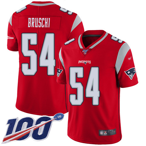 Patriots #54 Tedy Bruschi Red Men's Stitched Football Limited Inverted Legend 100th Season Jersey