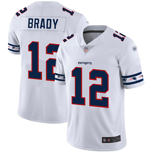Patriots #12 Tom Brady White Men's Stitched Football Limited Team Logo Fashion Jersey