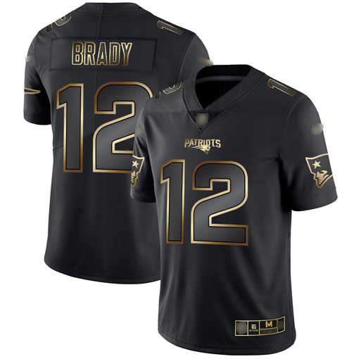 Patriots #12 Tom Brady Black/Gold Men's Stitched Football Vapor Untouchable Limited Jersey