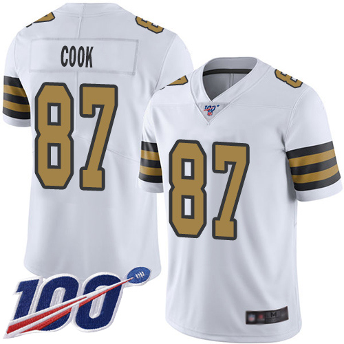 Saints #87 Jared Cook White Men's Stitched Football Limited Rush 100th Season Jersey
