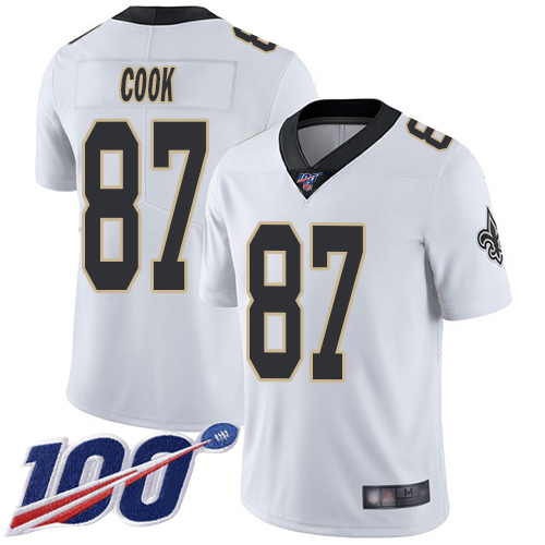 Saints #87 Jared Cook White Men's Stitched Football 100th Season Vapor Limited Jersey